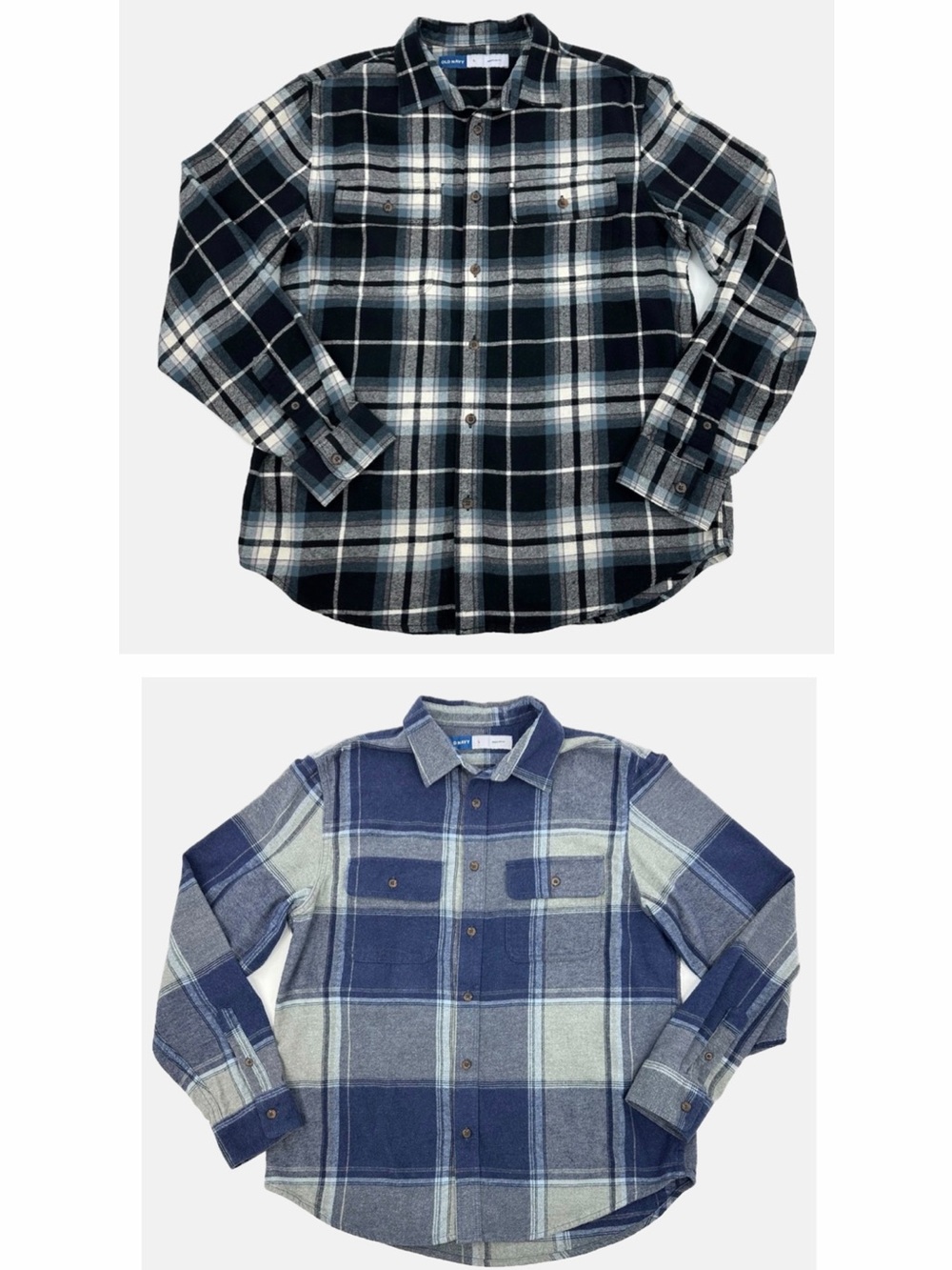 Old Navy Men’s Flannel Shirt Bundle Size Large Plaid Button Down Long Sleeve